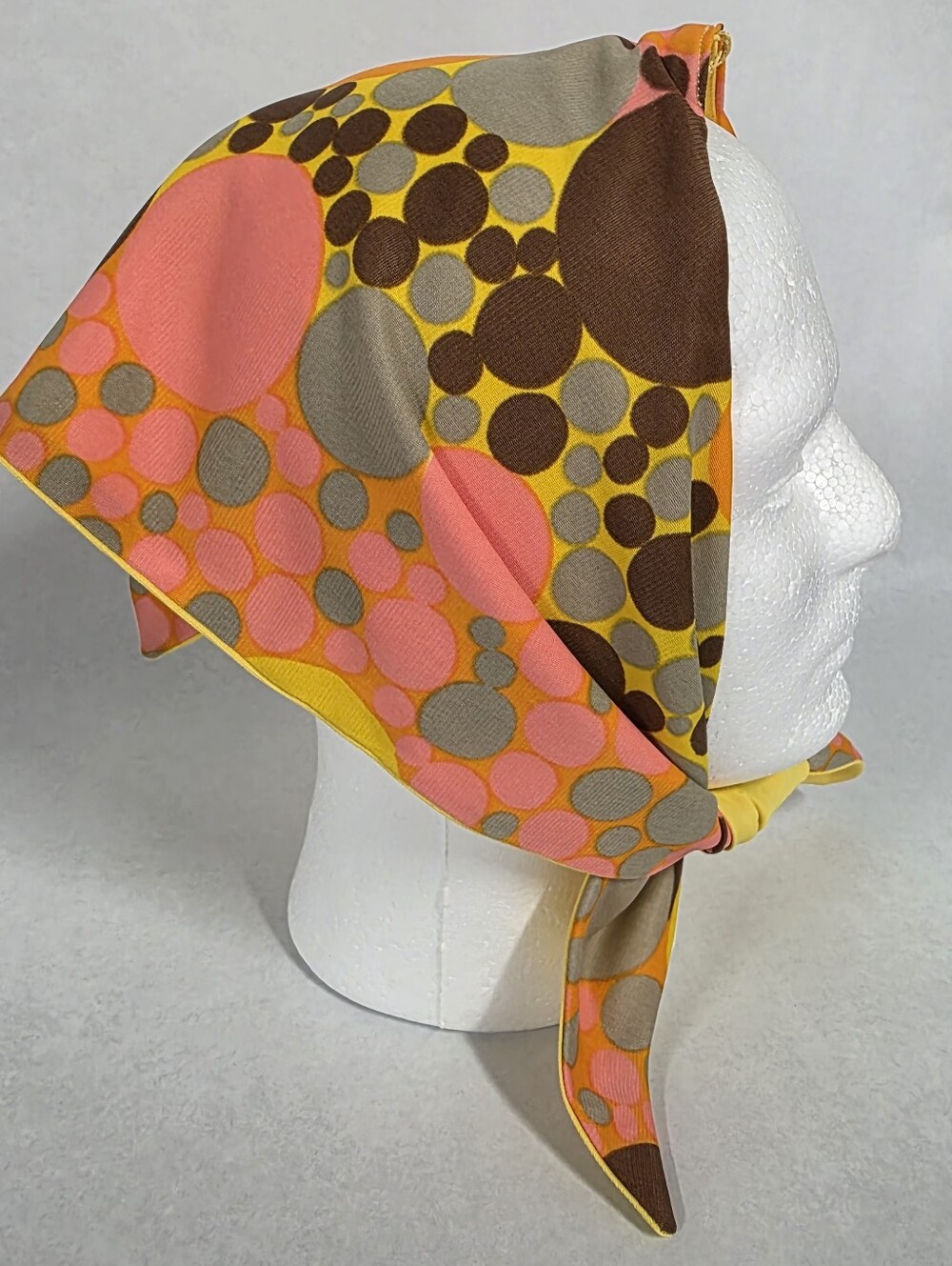 MCM Vintage Geometric Psychedelic Mod Bubble Print Head or Neck Scarf, Unbranded